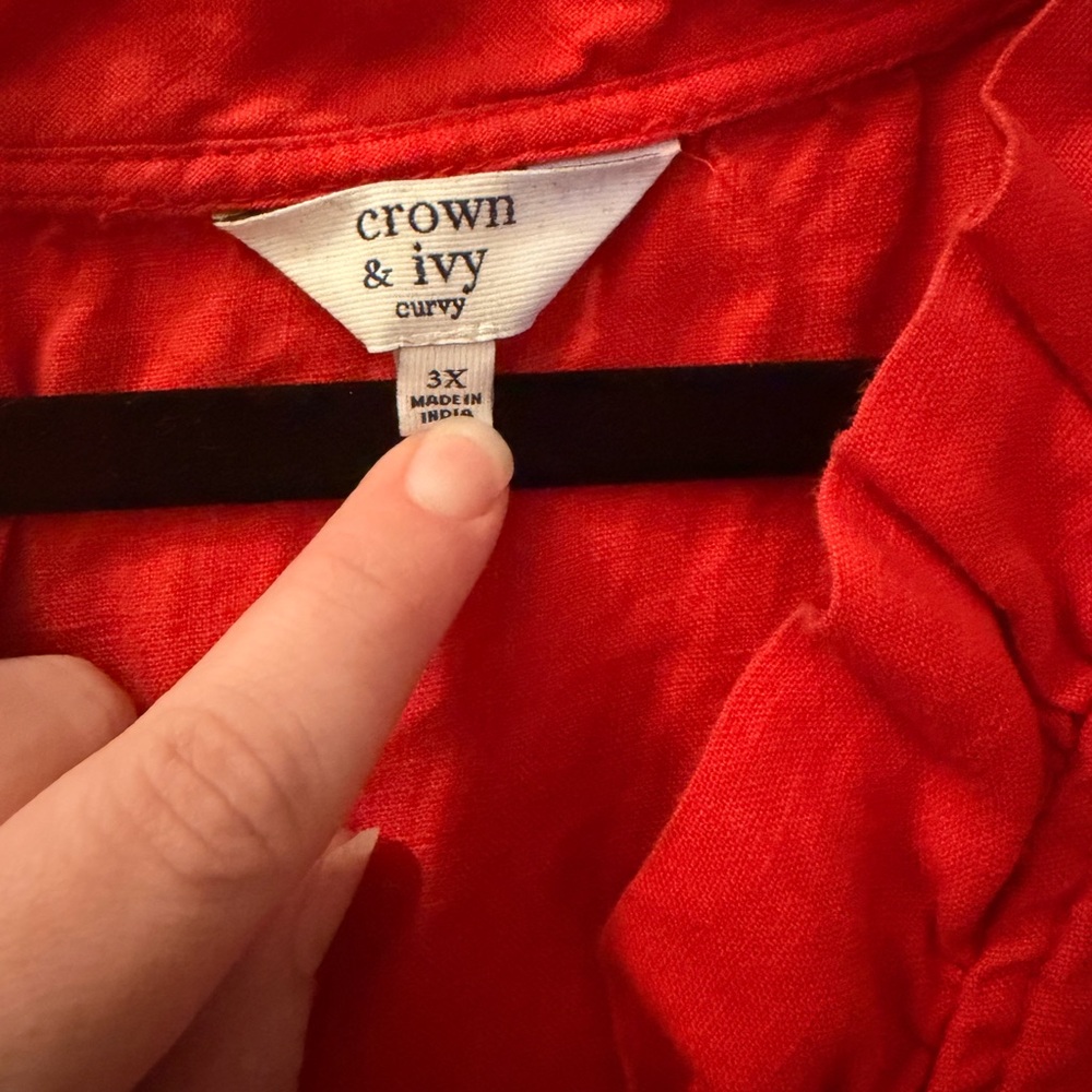 Crown & Ivy Red Sleeveless Ruffle Top - Picture 3 of 3